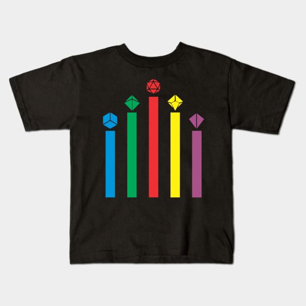 Rainbow Dice Rocket Kids T-Shirt by MimicGaming